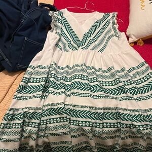 Green and White Patterned Dress